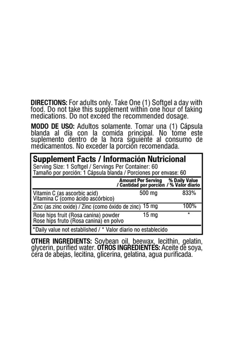 VITAMIN C 500 MG W ROSE 100S