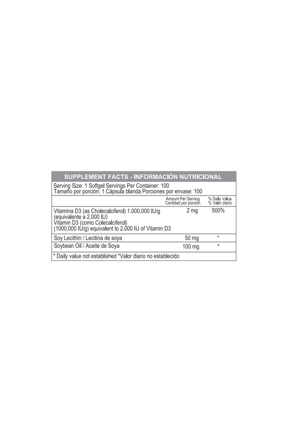 VITAMIN D3 2000IU 100 SOFTGELS