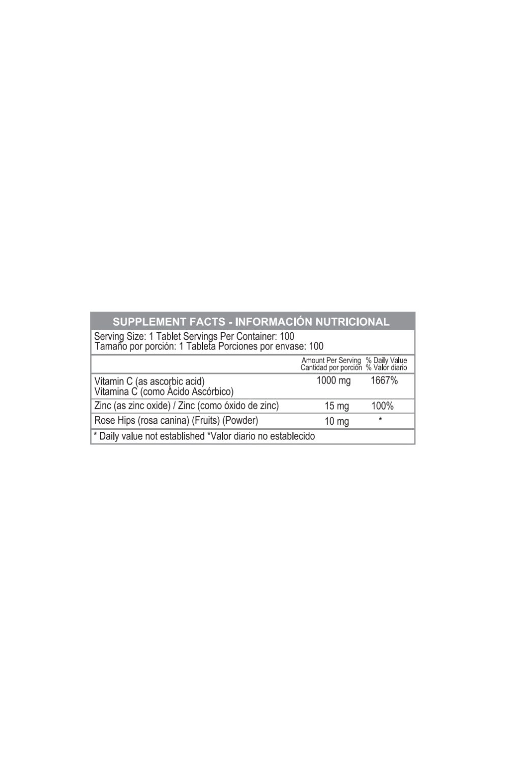 VITAMIN C 1000MG W ZINC 100T