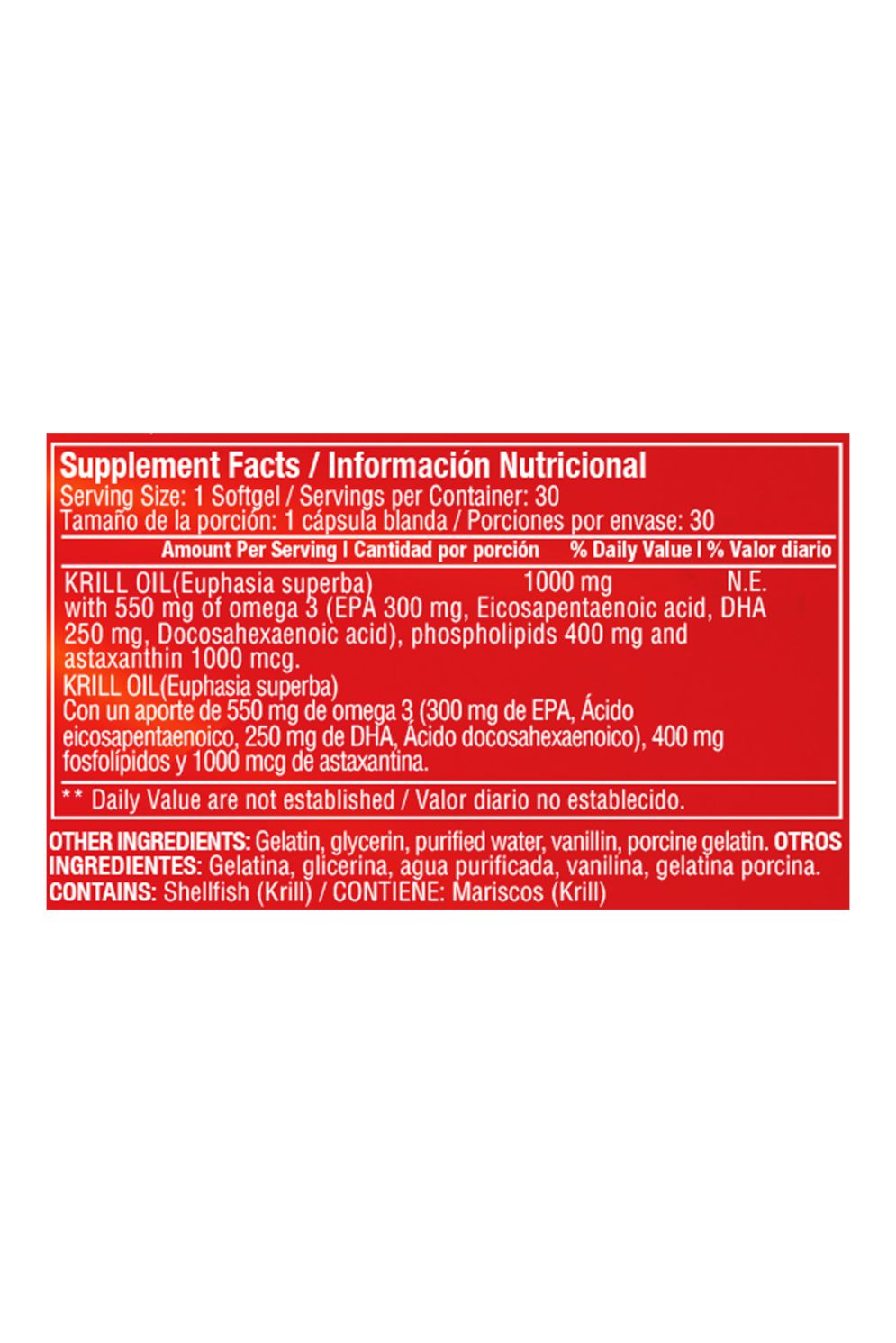 RED KRILL OIL 1.000MG 30 SOFTGELS