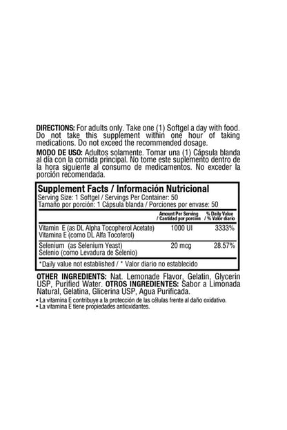 VITAMIN E 1000IU W SELEN 50S